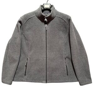 LL Bean Polartec‎ Jacket 2X Women's  Gray Fleece Full Zip Jacket Mock Neck
